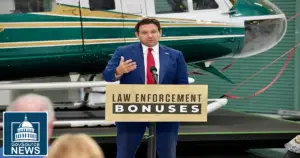 Governor Ron DeSantis announcing Florida law enforcement recruitment bonus milestone
