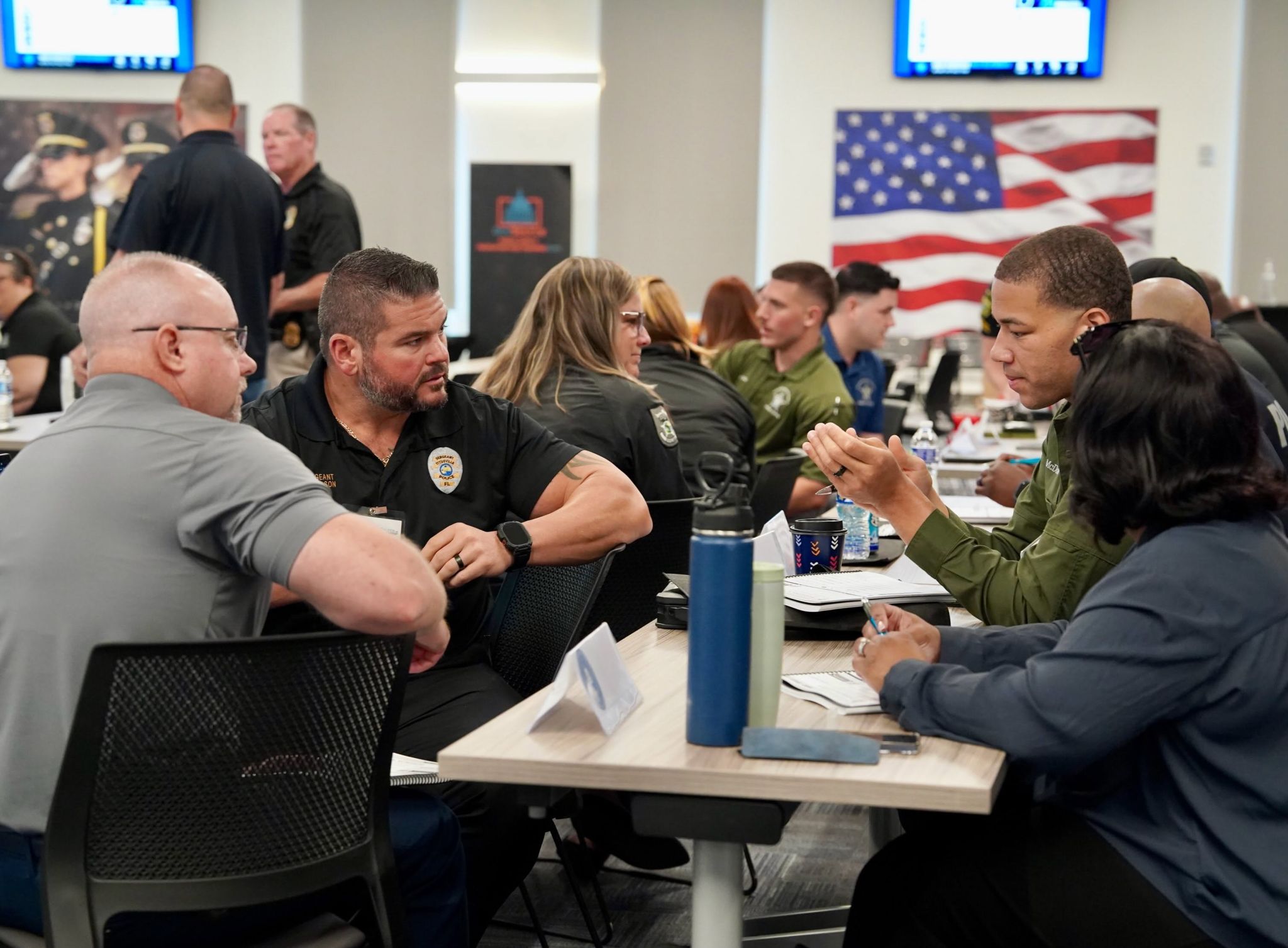 Public safety professionals participating in an interactive exercise